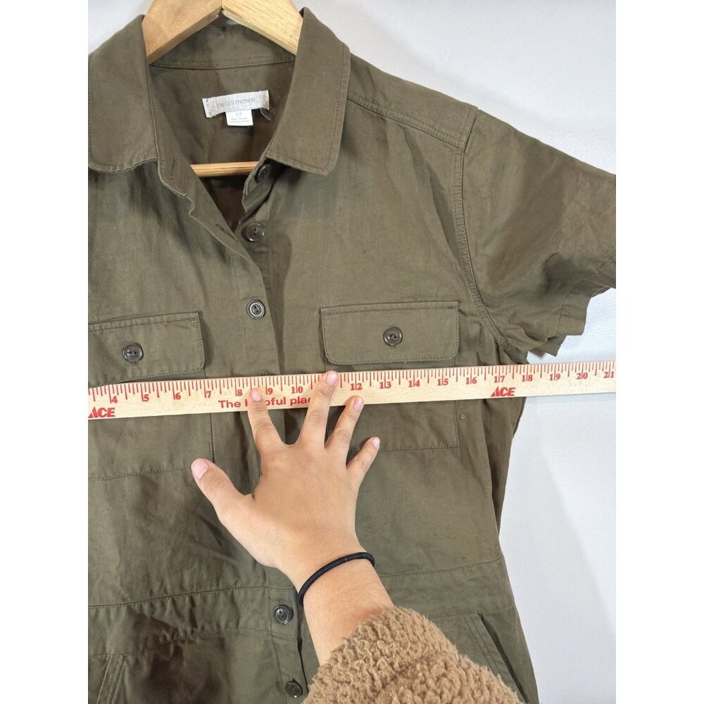 Outerknown Olive Green Romper Women's Size Small‎ Utility Style Linen Blend - Picture 7 of 10